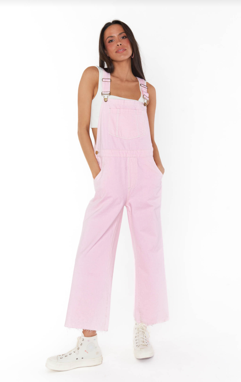 SHOW ME YOUR MUMU MARFA OVERALLS IN SOFT PINK