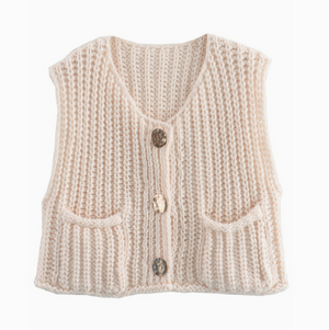 LINDSAY CREW NECK SWEATER VEST IN  CREAM