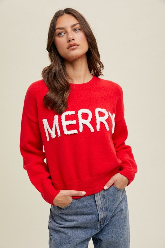 MERRY SWEATER IN RED AND WHITE