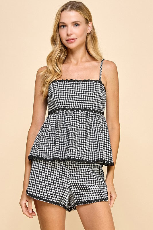 LYNN HOUNDSTOOTH TOP IN BLACK