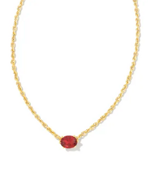 KENDRA SCOTT CAILIN GOLD PENDANT NECKLACE IN BURGUNDY CRYSTAL