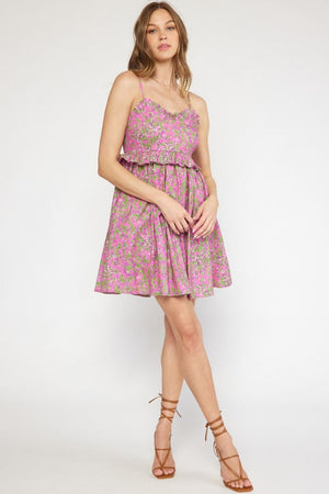WEBB MINI DRESS IN PINK & GREEN