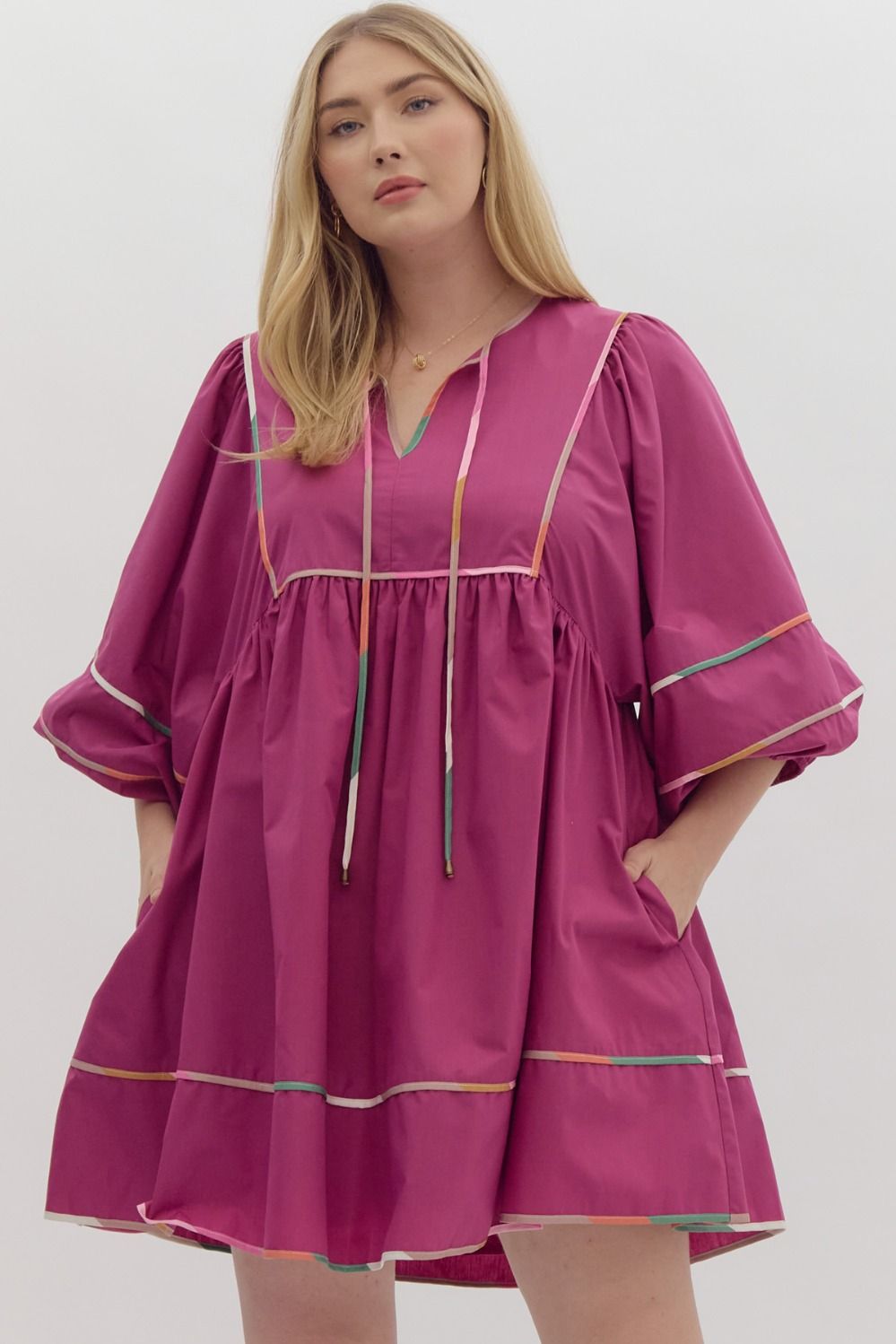 LORIE MINI DRESS IN PLUM PLUS SIZE