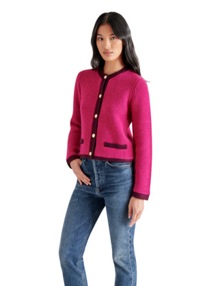 STEVE MADDEN FANTINO SWEATER JACKET IN FUCHSIA