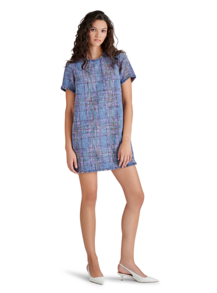 STEVE MADDEN RIA DRESS IN BLUE TWEED