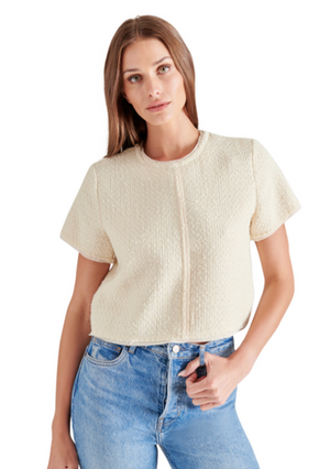 STEVE MADDEN ADDIE TWEED CROP TOP IN CREAM