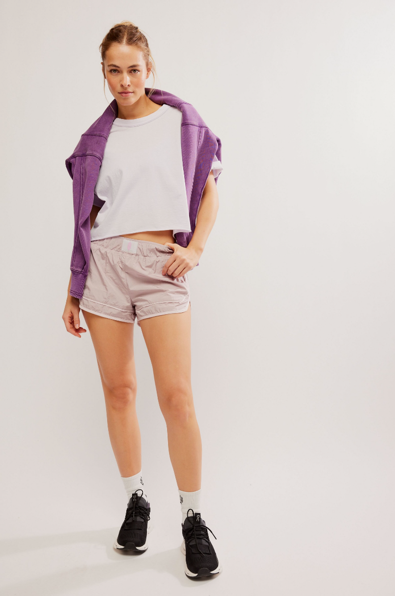 FREE PEOPLE VARSITY BLUES SHORTS IN OYSTER