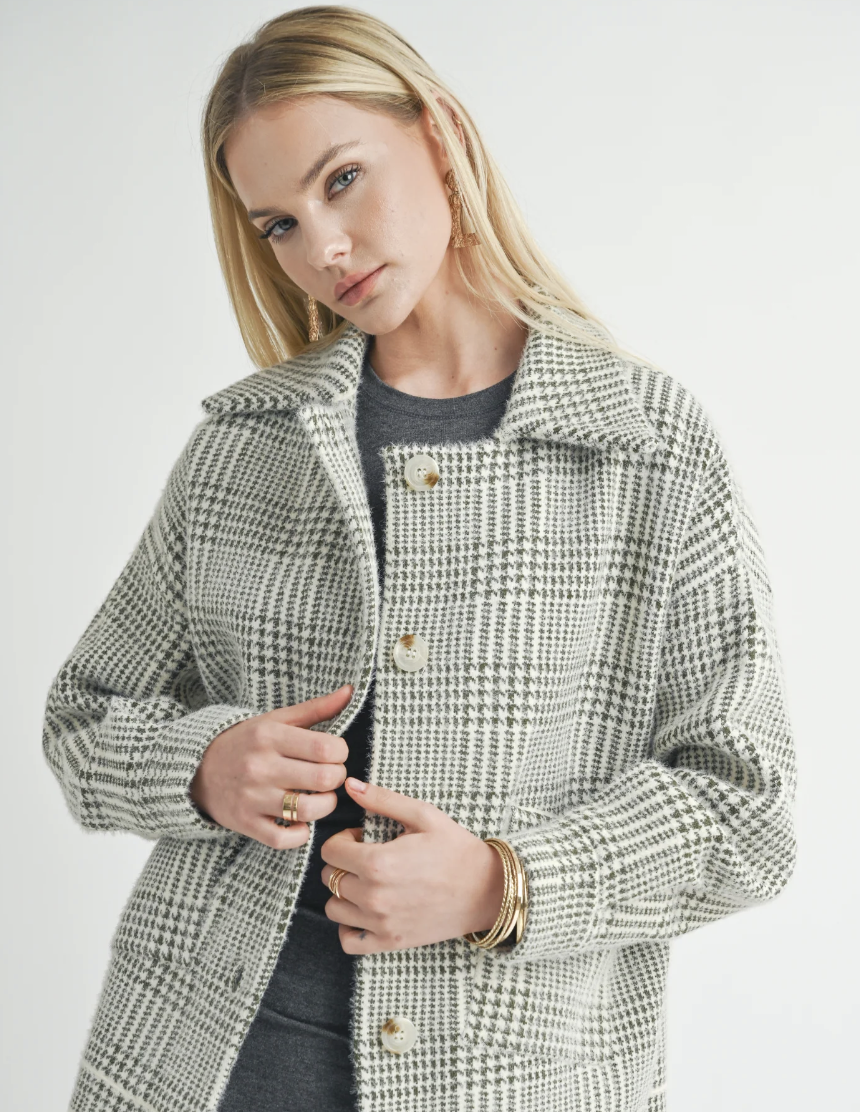 SAGE THE LABEL LOLA PLAID SWEATER JACKET