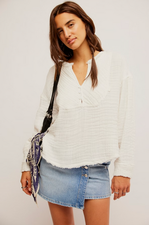 FREE PEOPLE EASY SUNDAY TOP IN OPTIC WHITE