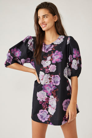FREE PEOPLE MAYE POPLIN TUNIC IN MIDNIGHT COMBO