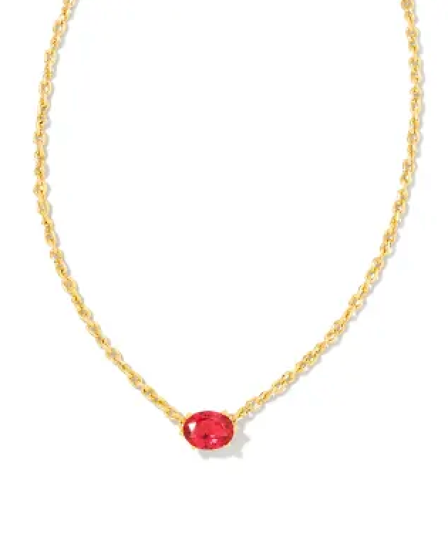 KENDRA SCOTT CAILIN GOLD PENDANT NECKLACE IN RED CRYSTAL
