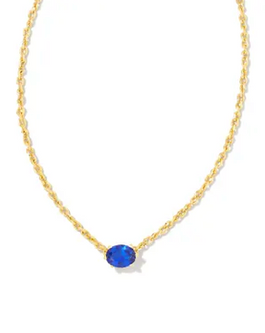 KENDRA SCOTT CAILIN GOLD PENDANT NECKLACE IN BLUE CRYSTAL
