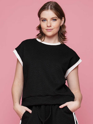 BILLIE TEXTURED TOP IN BLACK AND WHITE