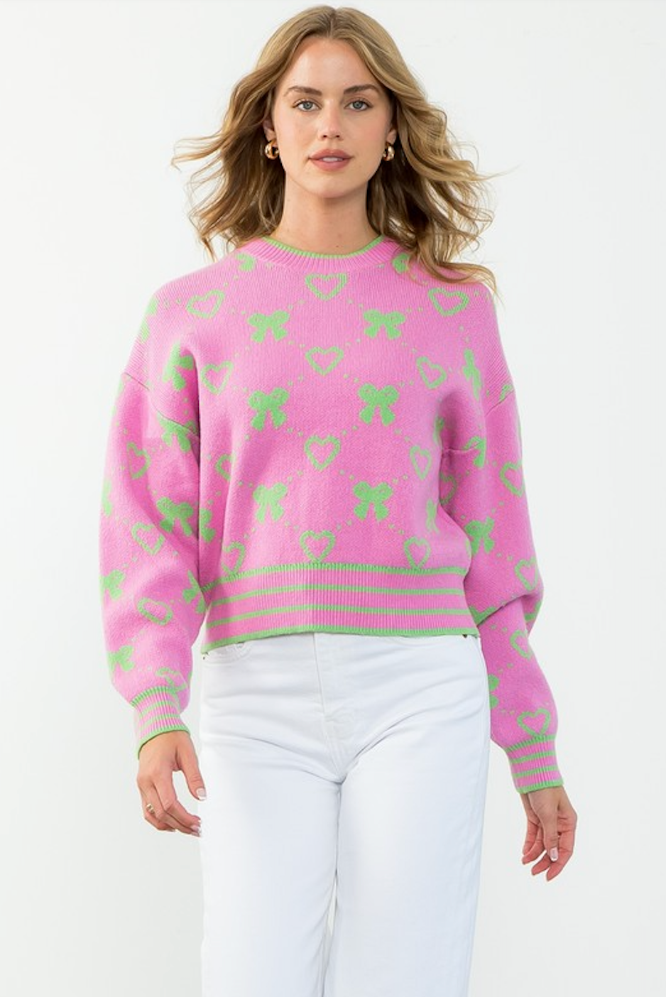DIXIE RIB KNIT SWEATER IN PINK