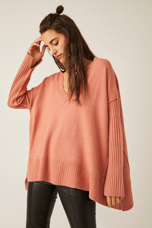 FREE PEOPLE ORION A LINE TUNIC IN LIGHTEST ROSE