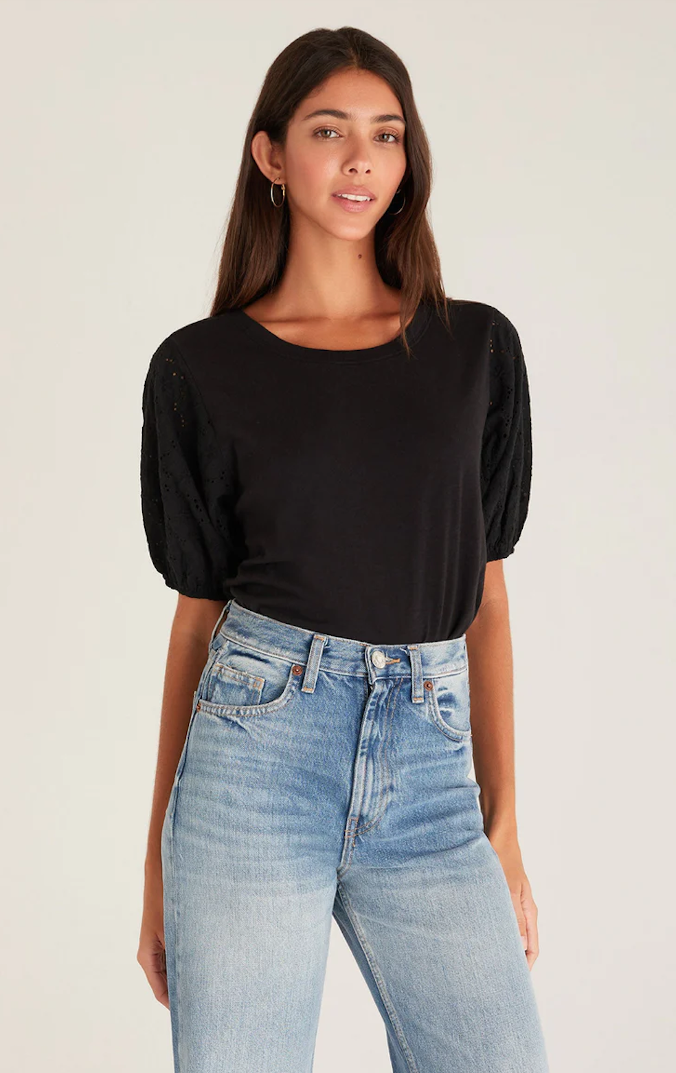 Z SUPPLY ISABEL EYELET TOP IN BLACK