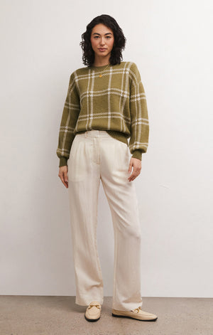 Z SUPPLY JOLENE PLAID SWEATER IN IVY