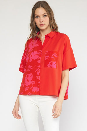 LUCAS FLORAL BLOUSE IN RED