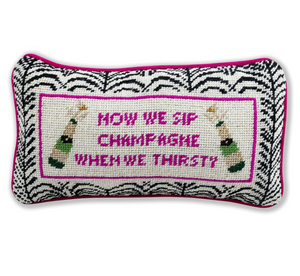 CHAMPAGNE NEEDLEPOINT PILLOW