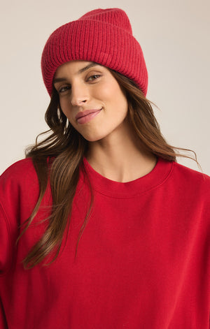 Z SUPPLY SNOW CAP BEANIE IN HAUTE RED