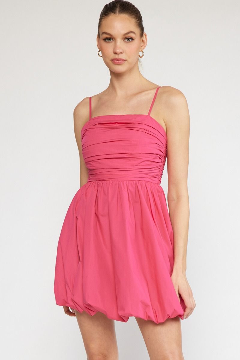 MANNING POPLIN MINI DRESS IN FUCHSIA