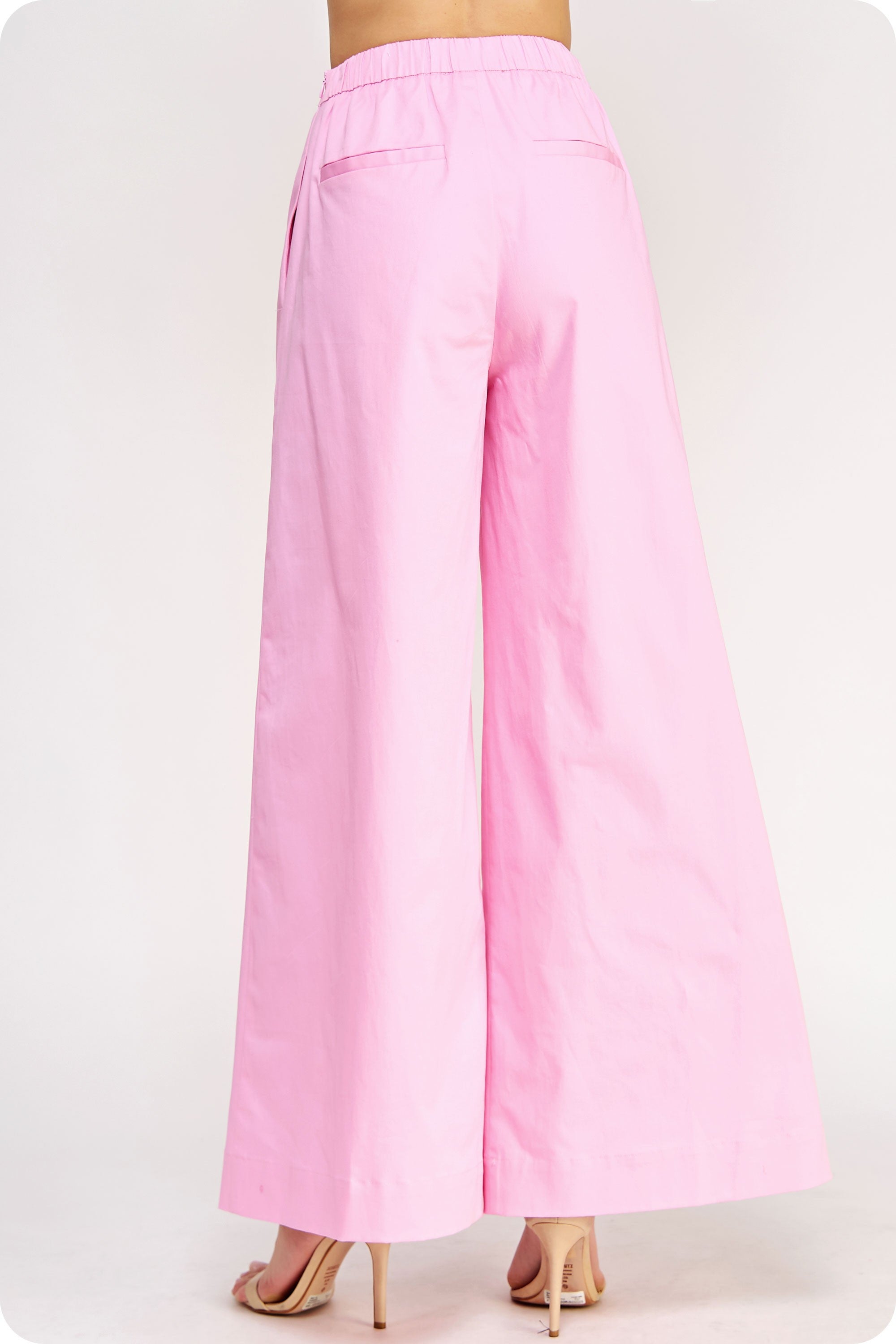 SAVANNAH PLEATED DETAIL WIDE LEG TWILL PANT IN PINK LILAC