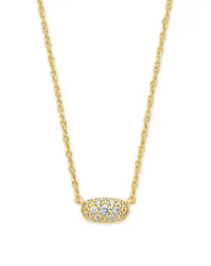 KENDRA SCOTT GRAYSON GOLD PENDANT NECKLACE IN WHITE CRYSTAL