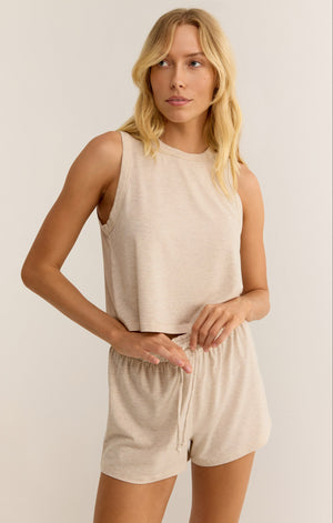 Z SUPPLY WARMER DAYS TANK IN HEATHER LINEN