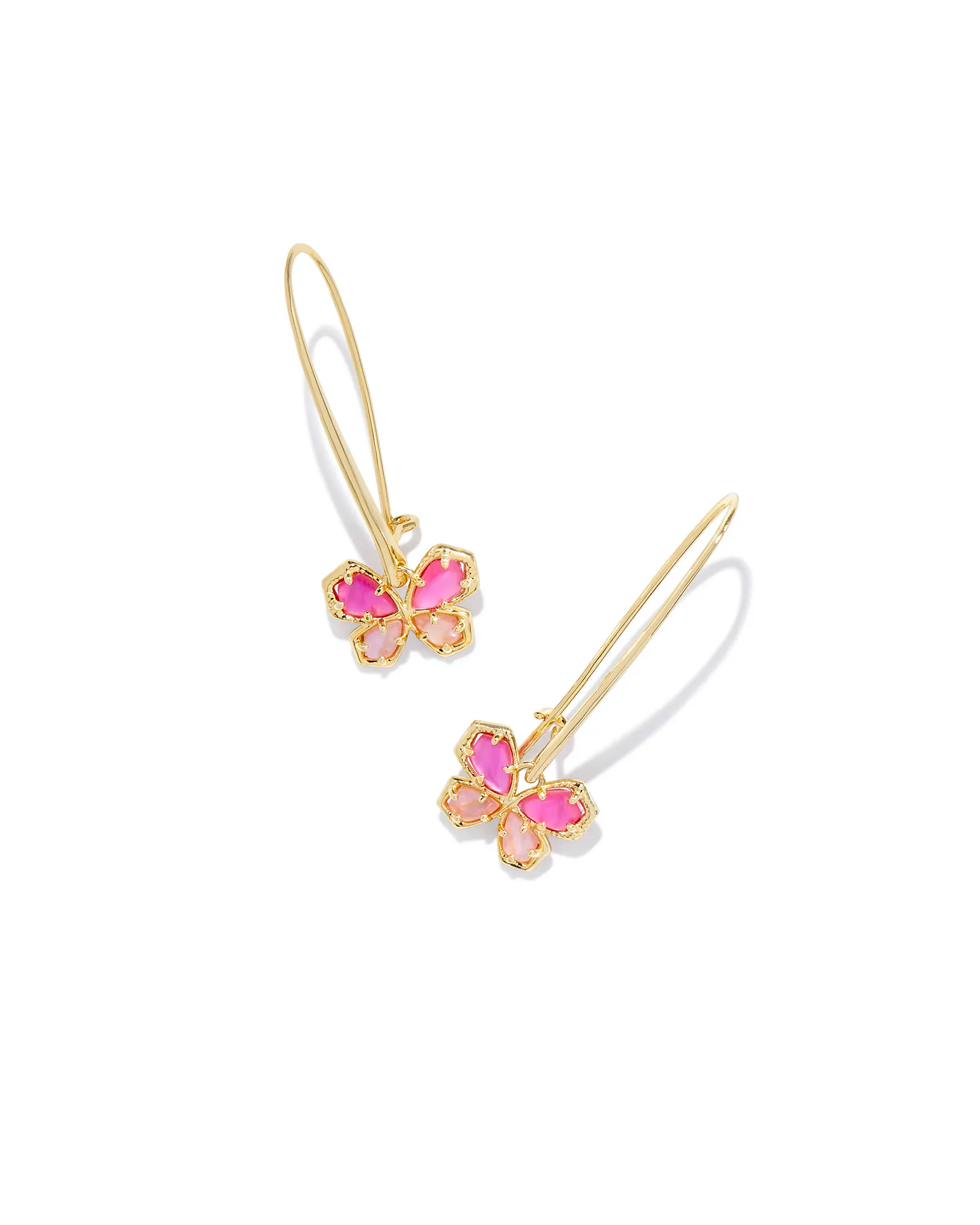 KENDRA SCOTT MAE BUTTERFLY WIRE DROP EARRING IN GOLD AZALEA PINK MIX