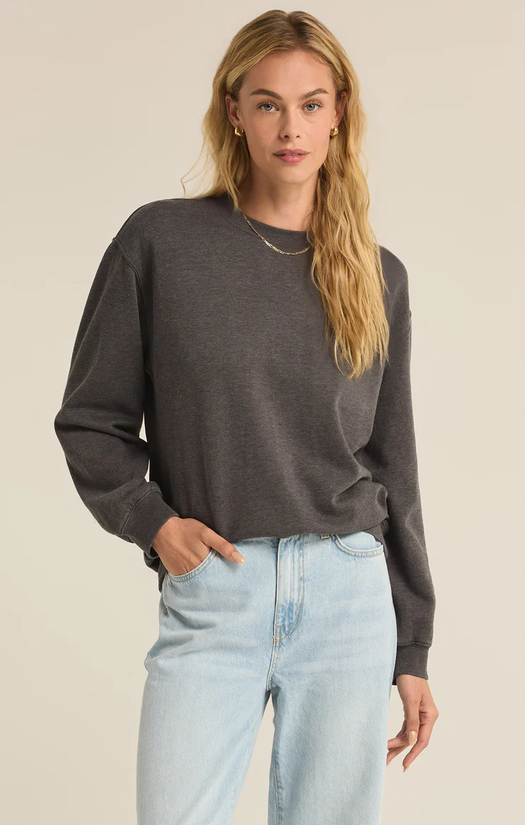 Z SUPPLY OVERSIZED SWEATSHIRT IN WASHED BLACK