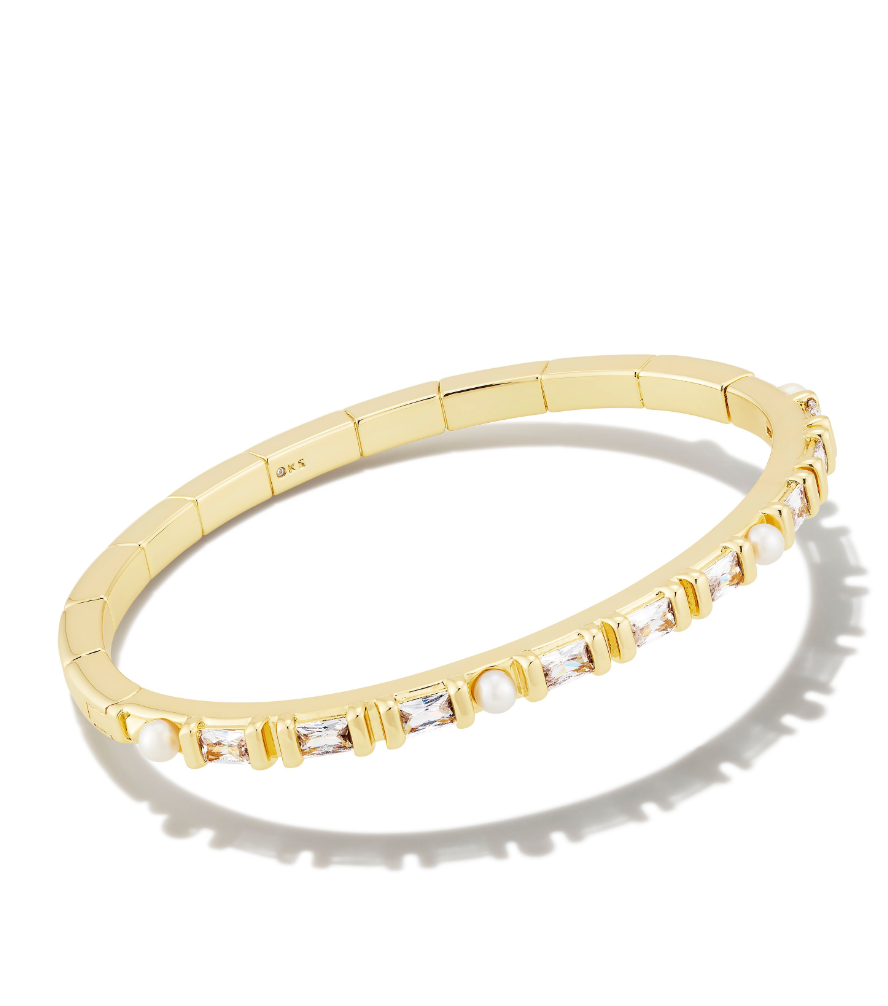 KENDRA SCOTT SMALL GRACIE BANGLE BRACELET IN GOLD WHITE MIX