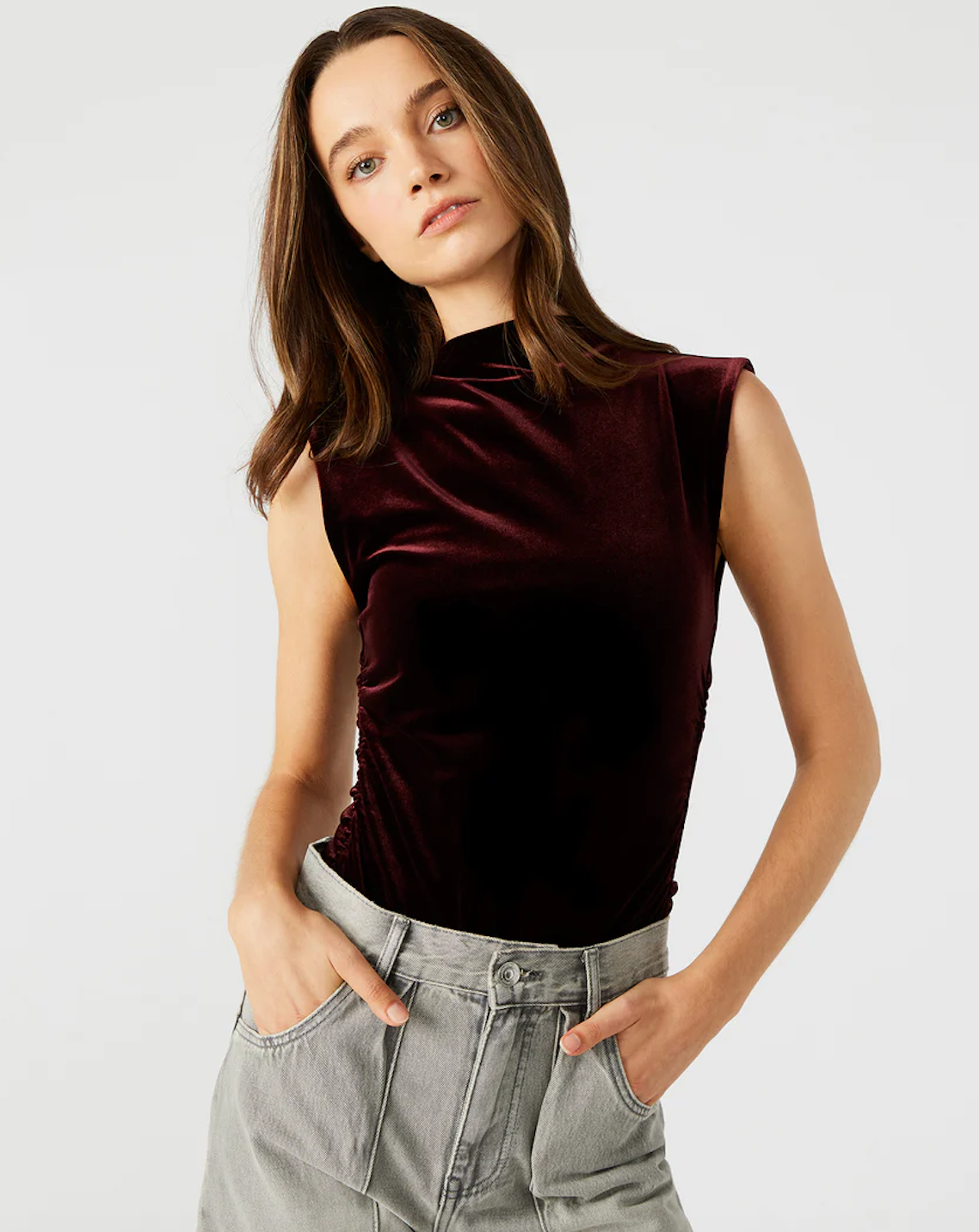 STEVE MADDEN ESEN BODYSUIT IN WINE