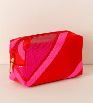 CARA STRIPE COSMETIC POUCH IN RED