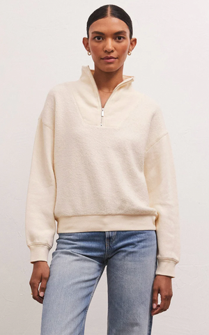 Z SUPPLY SEQUOIA FLEECE SWEATSHIRT IN SANDSTONE