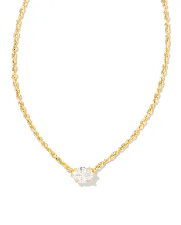 KENDRA SCOTT CAILIN GOLD PENDANT NECKLACE IN WHITE CRYSTAL