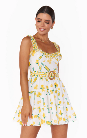 SHOW ME YOUR MUMU JOLENE MINI DRESS IN LIMONCELLO EMBROIDERY