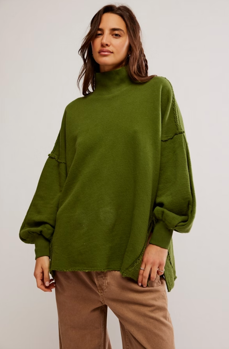 FREE PEOPLE WONDERFUL PULLOVER IN CHIVE