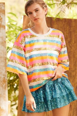 MASON SEQUIN STRIPE CROP TOP