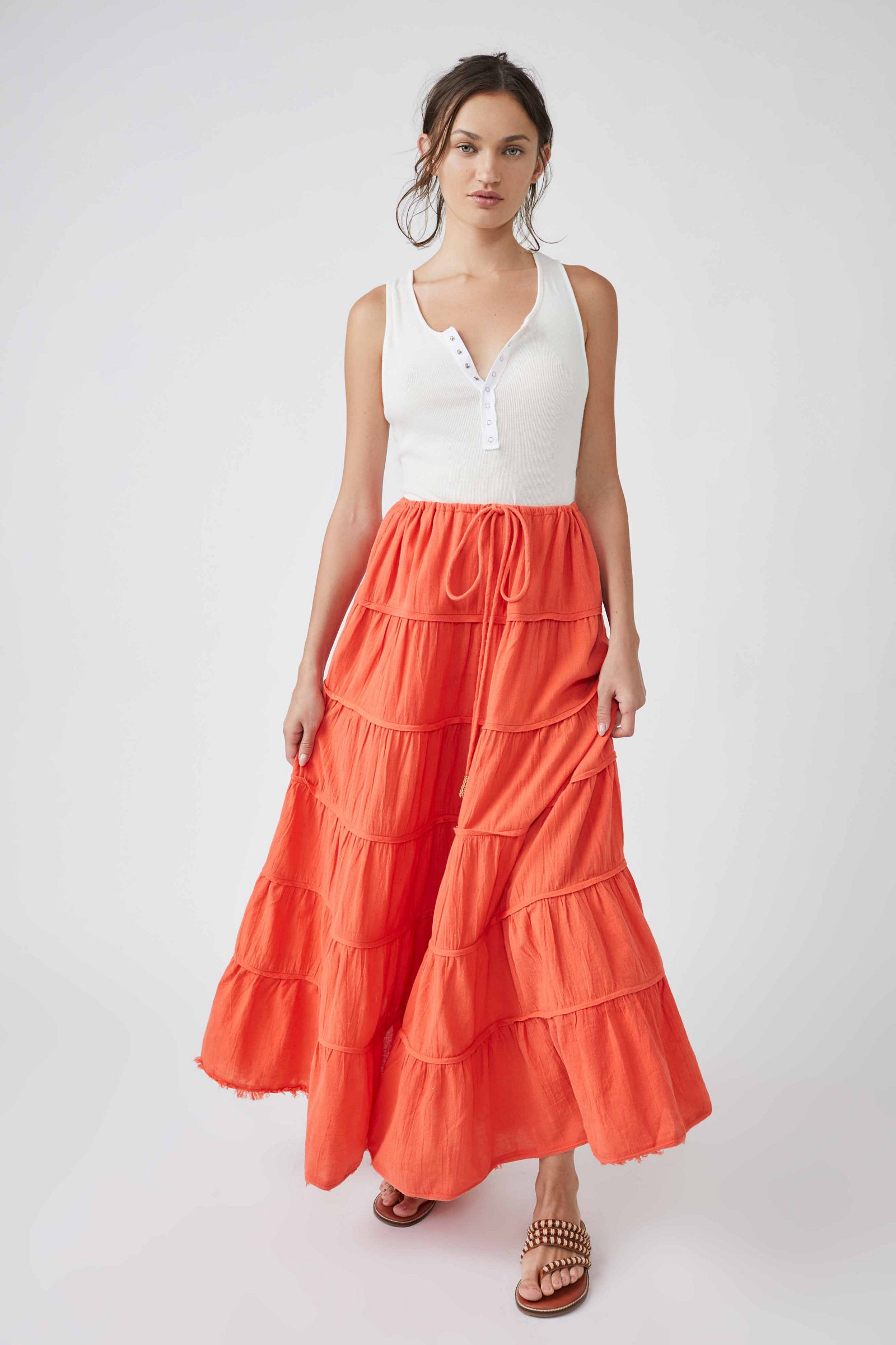 FREE PEOPLE SIMPLY SMITTEN MAXI SKIRT IN ZESTY