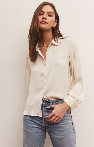 Z SUPPLY SERENITY LUX SHEEN TOP IN SANDSTONE