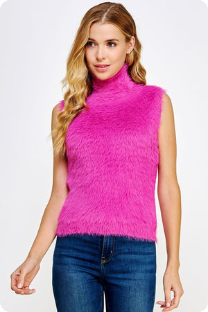 REGINA MOCK NECK SWEATER IN FUCHSIA