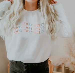 CAROL CHRISTMAS QUEEN FLEECE PULLOVER IN WHITE