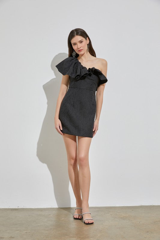 GENEVA ONE SHOULDER BLACK DRESS