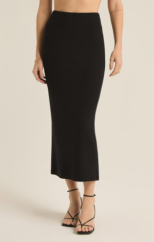 Z SUPPLY LOUISA RIB SKIRT IN BLACK