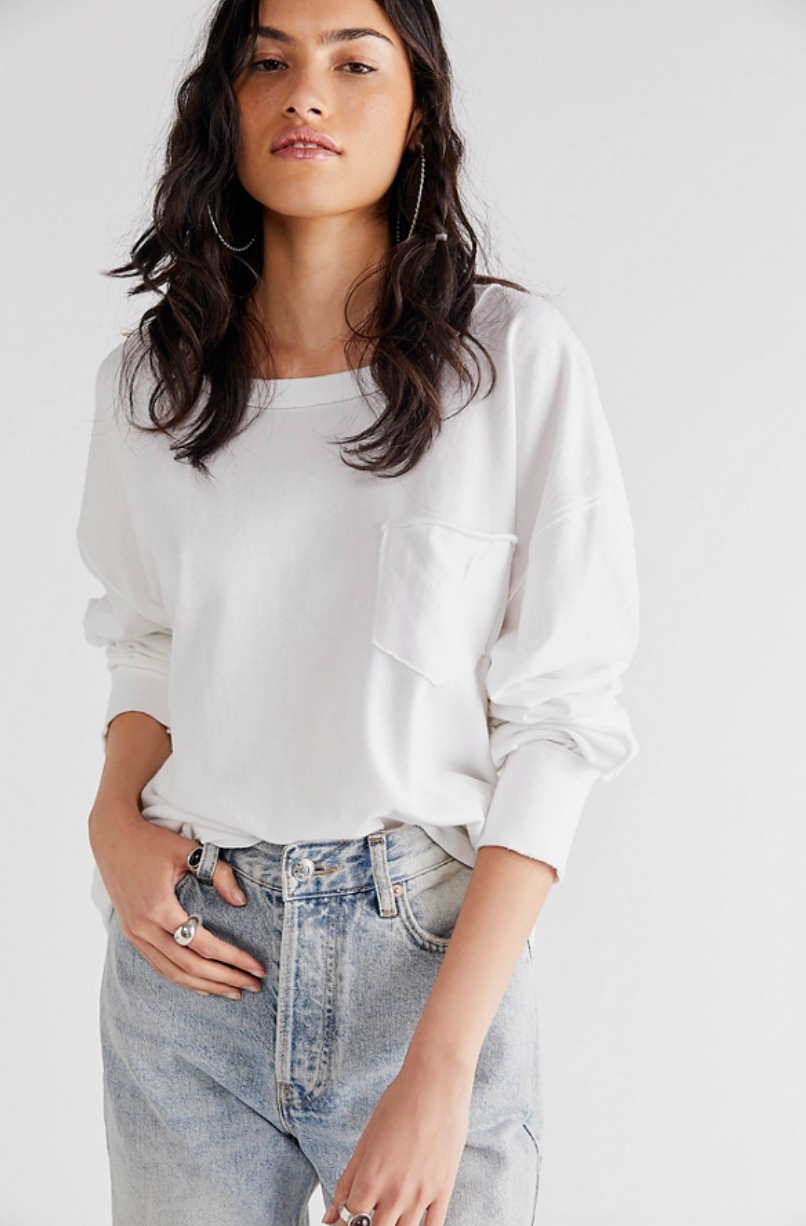 FREE PEOPLE FADE INTO YOU TEE IN WHITE