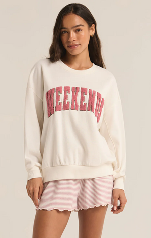 Z SUPPLY OVERSIZED WEEKENDS SWEATSHIRT IN BONE