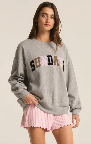 Z SUPPLY OVERSIZED SUNDAY SWEATSHIRT IN HEATHER GREY