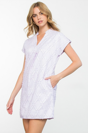 MONA MOHAIR PATTERN DRESS IN LILAC