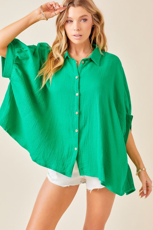 TAYLOR FLOWY BUTTON UP IN GREEN