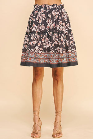 OLIVIA HIGH WAIST TIERED MINI SKIRT IN INK